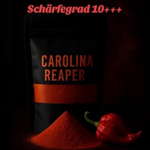 Chilipulver Carolina Reaper: fruchtiges Aroma - Bis 2023 die schärfste Chili der Welt - Nur für Profis und mutige!