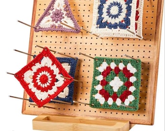 Tablero de bloqueo para ganchillo de 30 cm (11,8 pulgadas) – Tablero de bambú con clavijas para cuadrados perfectos estilo abuela.