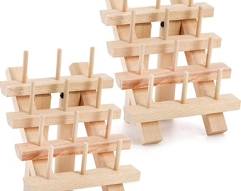 Soporte de madera premium para carretes de hilo – Organizador de 12 hilos para suministros de costura