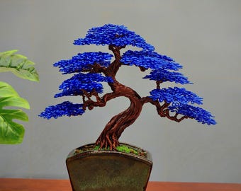 Bonsái de alambre de cobre. Regalo artístico único, decoración para el hogar, escultura de árbol de alambre, regalo para el Día del Padre, mini bonsái de alambre, árbol de la vida.