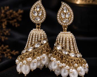 Designer Pearl Jhumka Earrings | Traditional Indian Luxury Jewelry