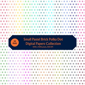 Small Pastel Brick Polka Dot Digital Paper Bundle - 22 Soft Textured Backgrounds for Scrapbooking & Crafting