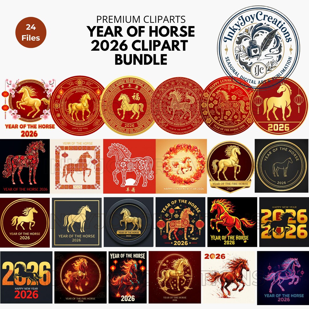 Chinese New Year 2026 – Fire Horse PNG Bundle | Lunar New Year Clipart ...