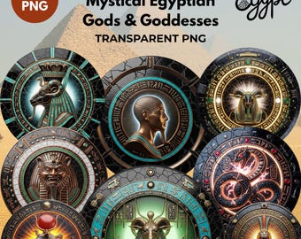 Clipart di divinità egizie: pacchetto PNG di mitologia antica / download digitale