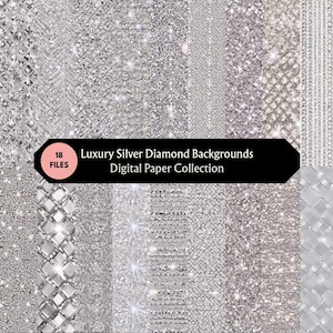 Silver Diamond Sequin Digital Paper Pack, Glam Textures (Digital Download)