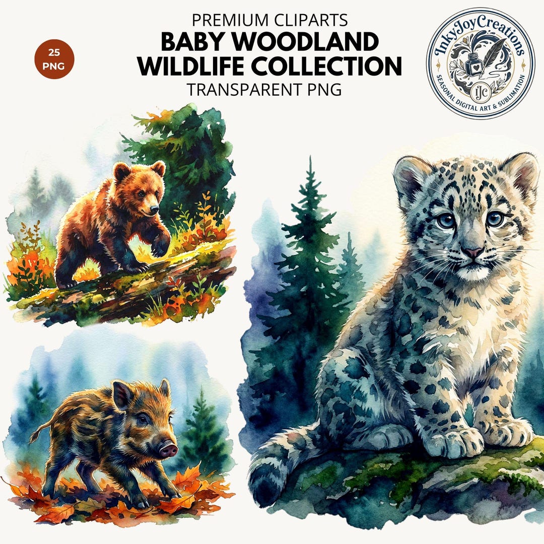 Baby Woodland Animals Watercolor Clipart – Forest Nursery Decor, Baby ...