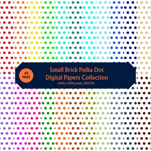 Small Brick Polka Dot Digital Paper Bundle - 22 Colorful Patterns