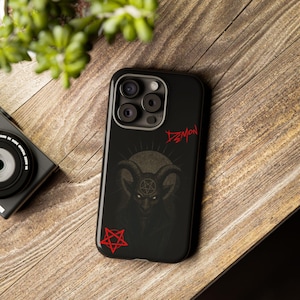 Dämon Pentagramm Tough Case, Gothic Handyhülle, Black Devil iPhone 14 Schutz, Okkulte Samsung Galaxy Skin, Satanic Smartphone Sleeve, Dark