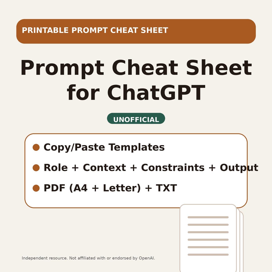 Prompt Cheat Sheet for Chatgpt (unofficial) | Copy-paste Templates ...