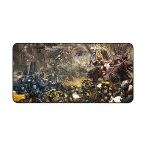 Tappetino da scrivania Warhammer 40K, tappetino per mouse Space Marines grande, tappetino da scrivania fantascientifico grimdark, tappetino da gioco Ultramarines, tappetino per computer Imperial Fists