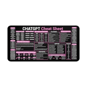 ChatGPT Cheat Sheet Desk Mat, AI Prompt Guide Mouse Pad, Productivity Desk Mat, ChatGPT Prompts Reference, Coding & Writing Assistant