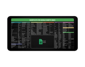 Google Sheets Shortcuts for Mac Desk Mat, Excel Keyboard Cheat Sheet, Mac Mouse Pad for Accountants, Data Analyst Desk Decor Financial
