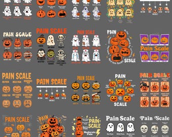 Échelle de douleur PNG - infirmière drôle Halloween fantôme Clipart, sublimation infirmière traumatologie, téléchargement numérique médical