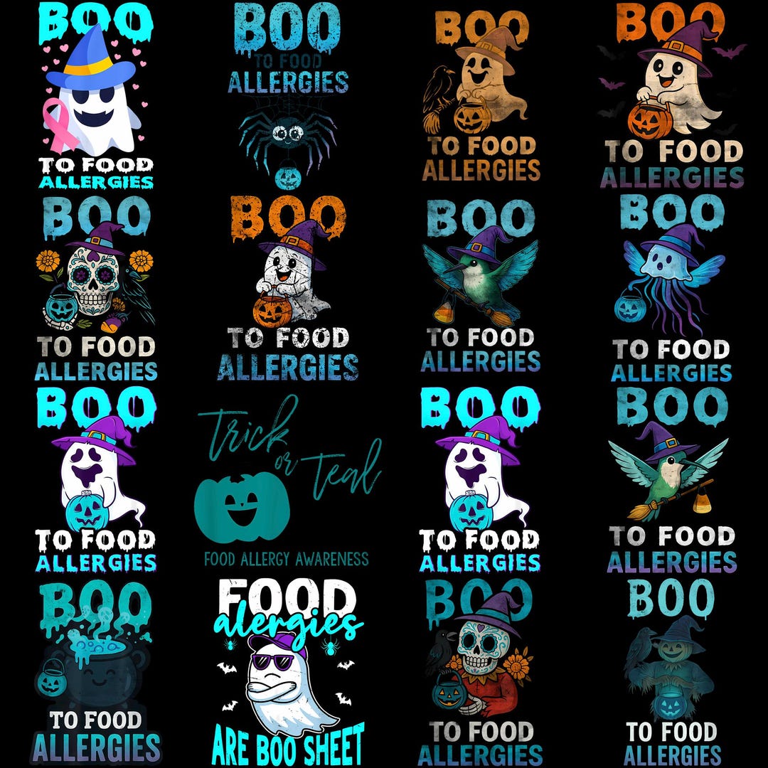 Boo Food Allergies PNG, Funny Halloween Ghost Clipart, Spooky Awareness ...