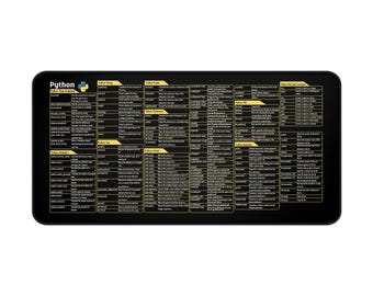 Python Spickzettel Schreibtischmatte, Programmierer Mauspad, Programmierer Mauspad, Geschenk Software Programmierer, Daten Wissenschaft Büro Dekor