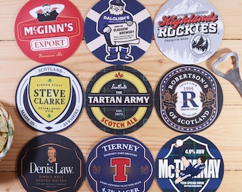 Scotland Football Beer Mats - Unique Scotland Fan Gift - Gift Box Included