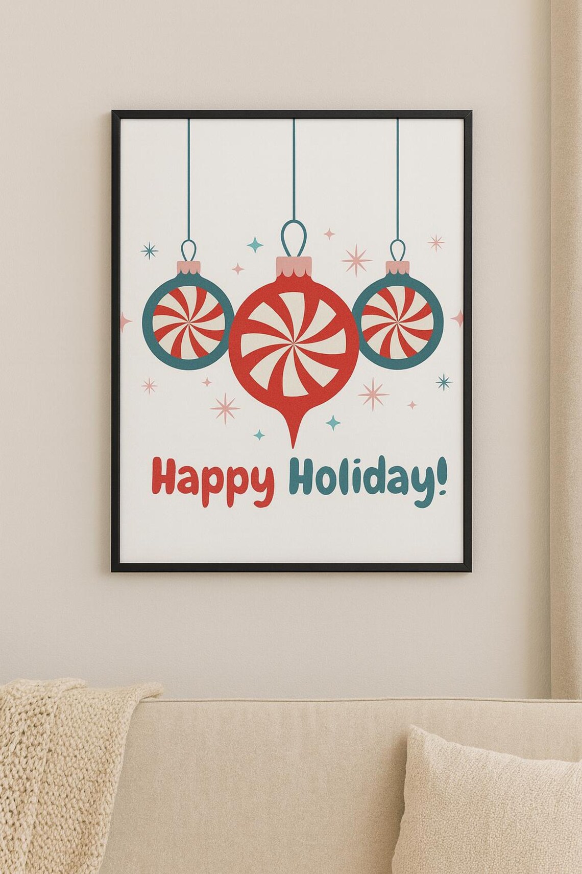 Mid-century Christmas Print Set, Atomic Cat, Starburst (digital ...