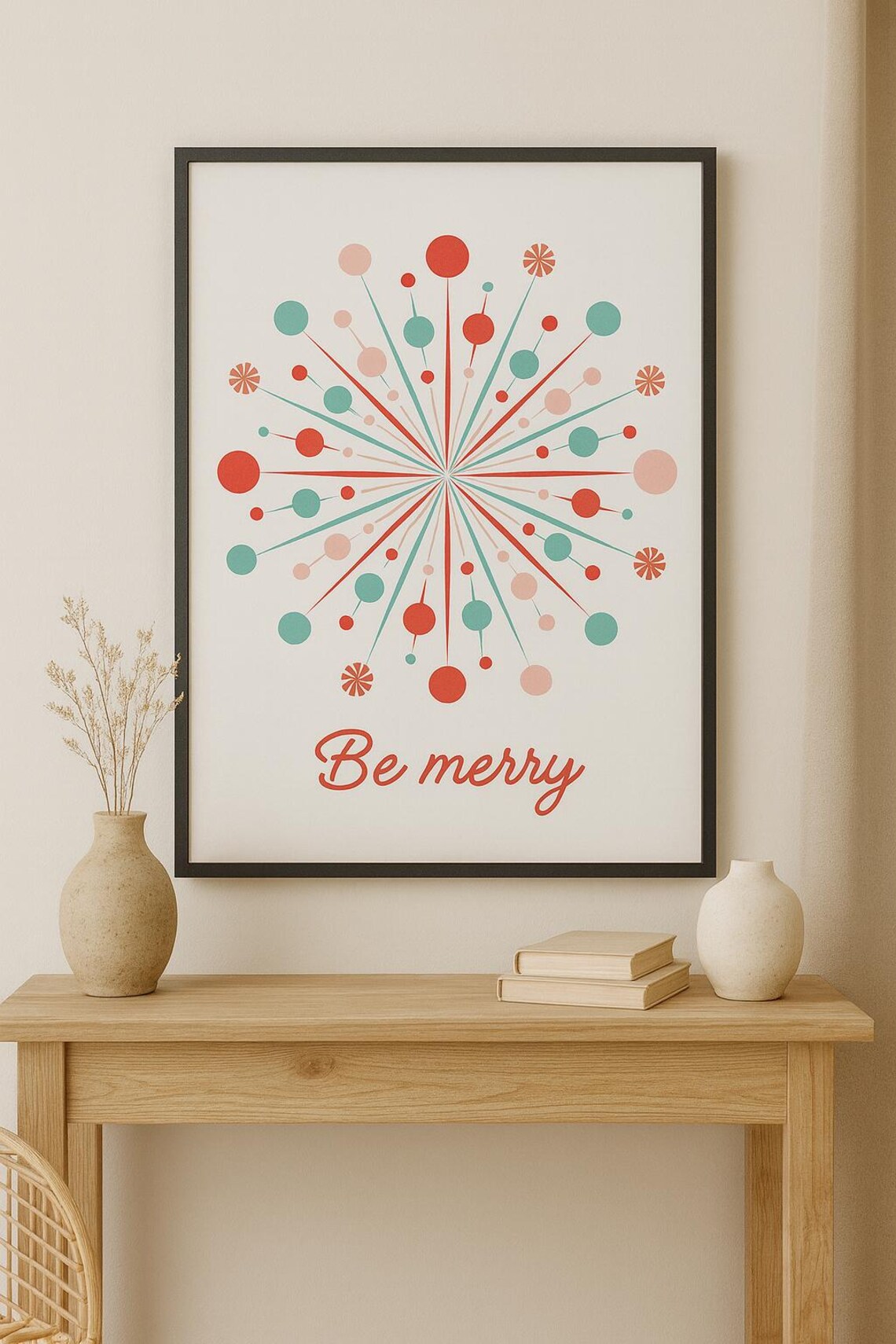 Mid-century Christmas Print Set, Atomic Cat, Starburst (digital ...