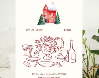 Nuovo indirizzo, invito stesso noi, invito per festa di inaugurazione della casa, festa per la nuova casa, modello Canva modificabile, download digitale