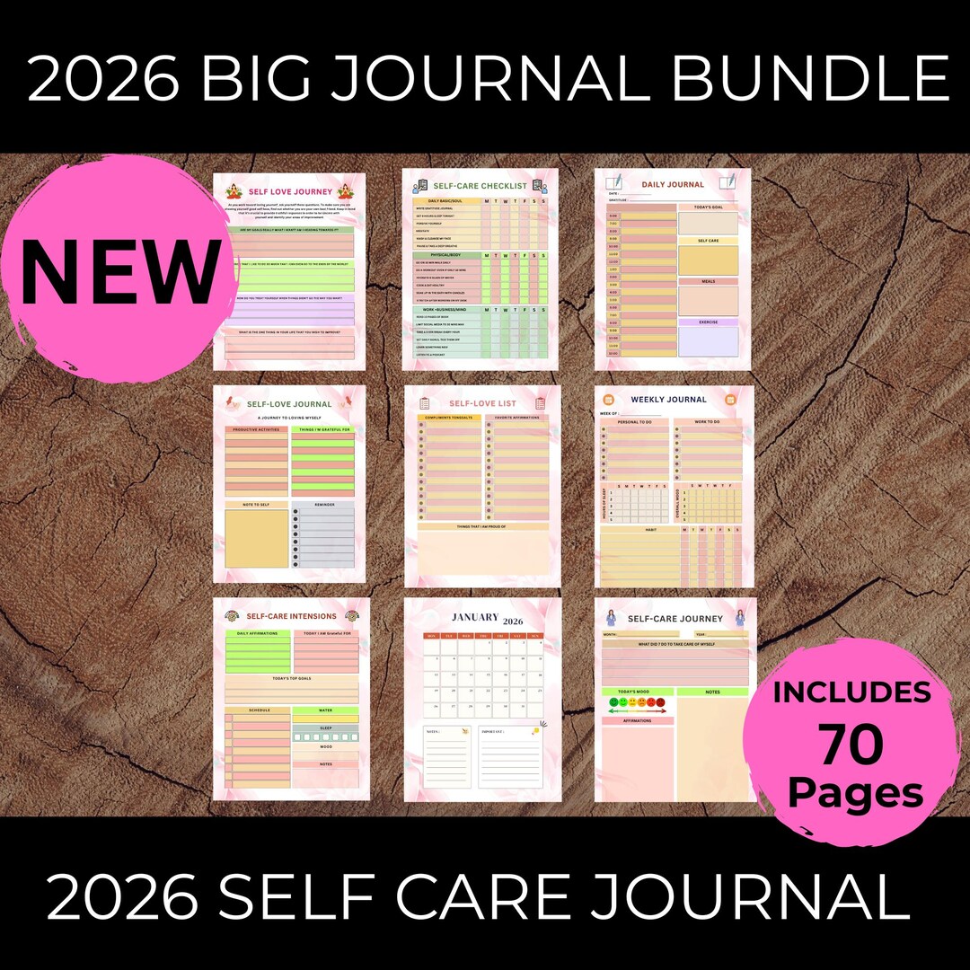 2026 Self-care Journal Bundle: Printable Wellness Planner (US Letter ...