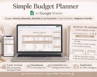 Budget Spreadsheet Budget Planner Budget Template Monthly Budget Tracker Simple Budget Google Sheets Budgeting Personal Finance Tracker