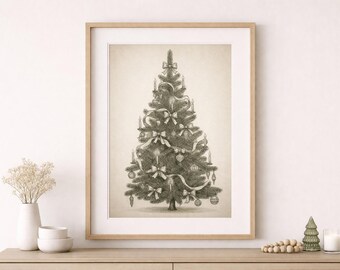 Vintage Christmas Tree Print | Festive Holiday Wall Art (Digital Download)
