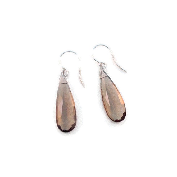 Earth Mined Faceted Smokey Quartz Dangle Earrings, on Sterling Silver  French Wires. Brown Color, Long Dangle Earrings. - Etsy