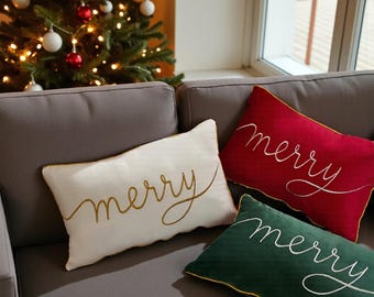 Funda de almohada navideña bordada - Funda de almohada decorativa para fiestas y decoración navideña
