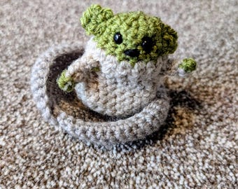Bebé Yoda/Grogu y Pram Crochet Amigarumi
