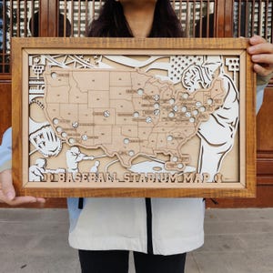 Baseball Stadium Map, MLB Stadium Push Pin Map, MLB Stadium Map, MLB Map, Baseball Map, Ballpark Travel Map, 5th Anniversary Gift