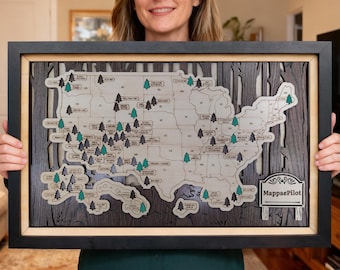 Lista de verificación de mapas de viaje de madera de Parques Nacionales: mejor que raspar