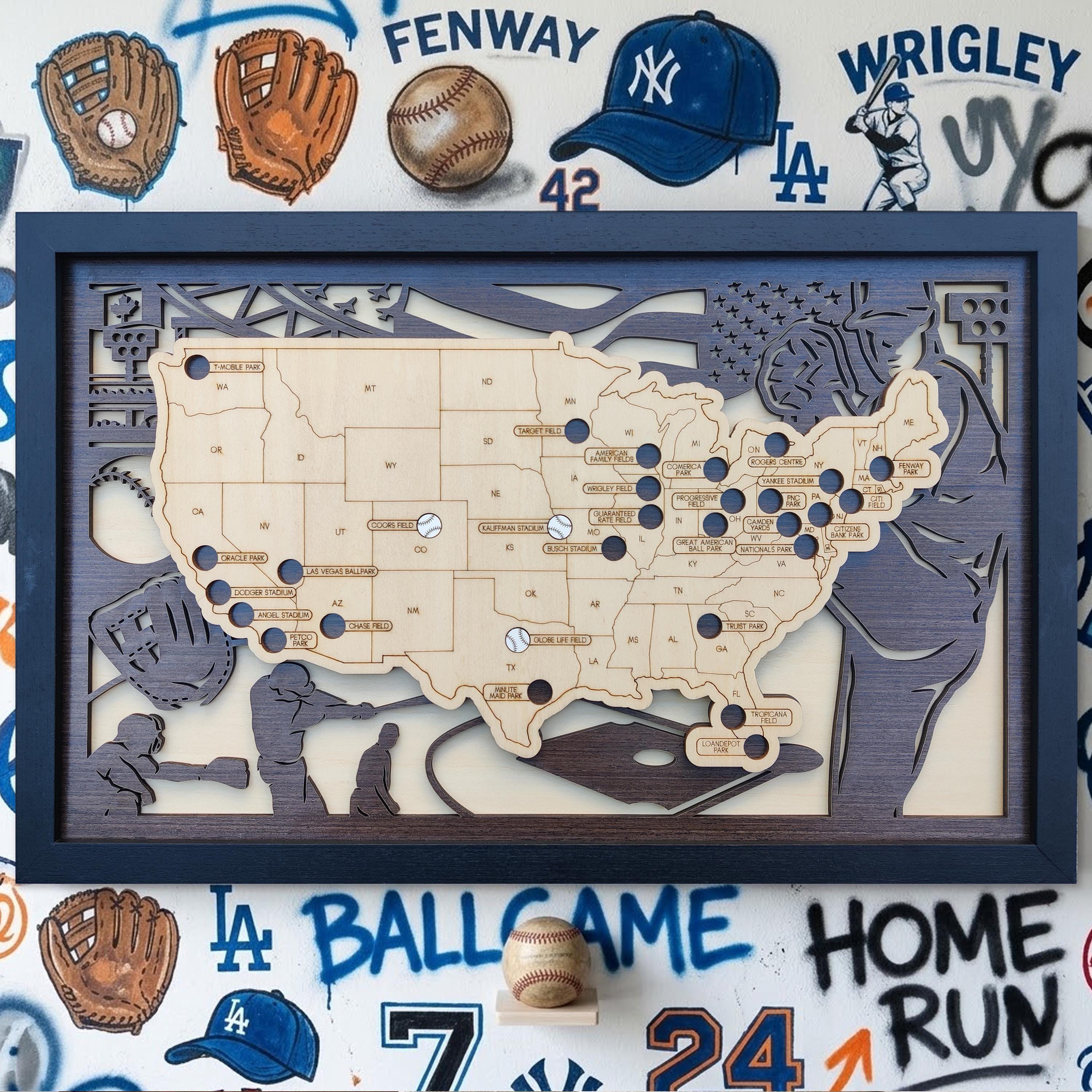 Mlb Support Map MLB Stadium Map, Baseball Stadium Map, Baseball Gift, Baseball Ballpark ...