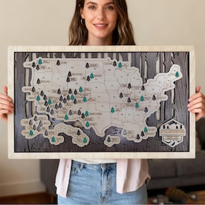 National Park Map, National Park Sign, US National Park Map, Wooden Travel Map, USA National Parks Travel Map, Gift For Hikers, Custom Gift
