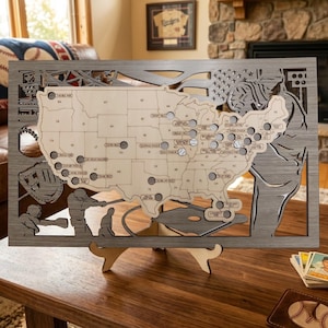 MLB Stadium Map, Baseball Stadium Map, 3D Wood Baseball Ballpark Tracker, Baseball Gifts for Men, Baseball Bucket List, Anniversary Gift