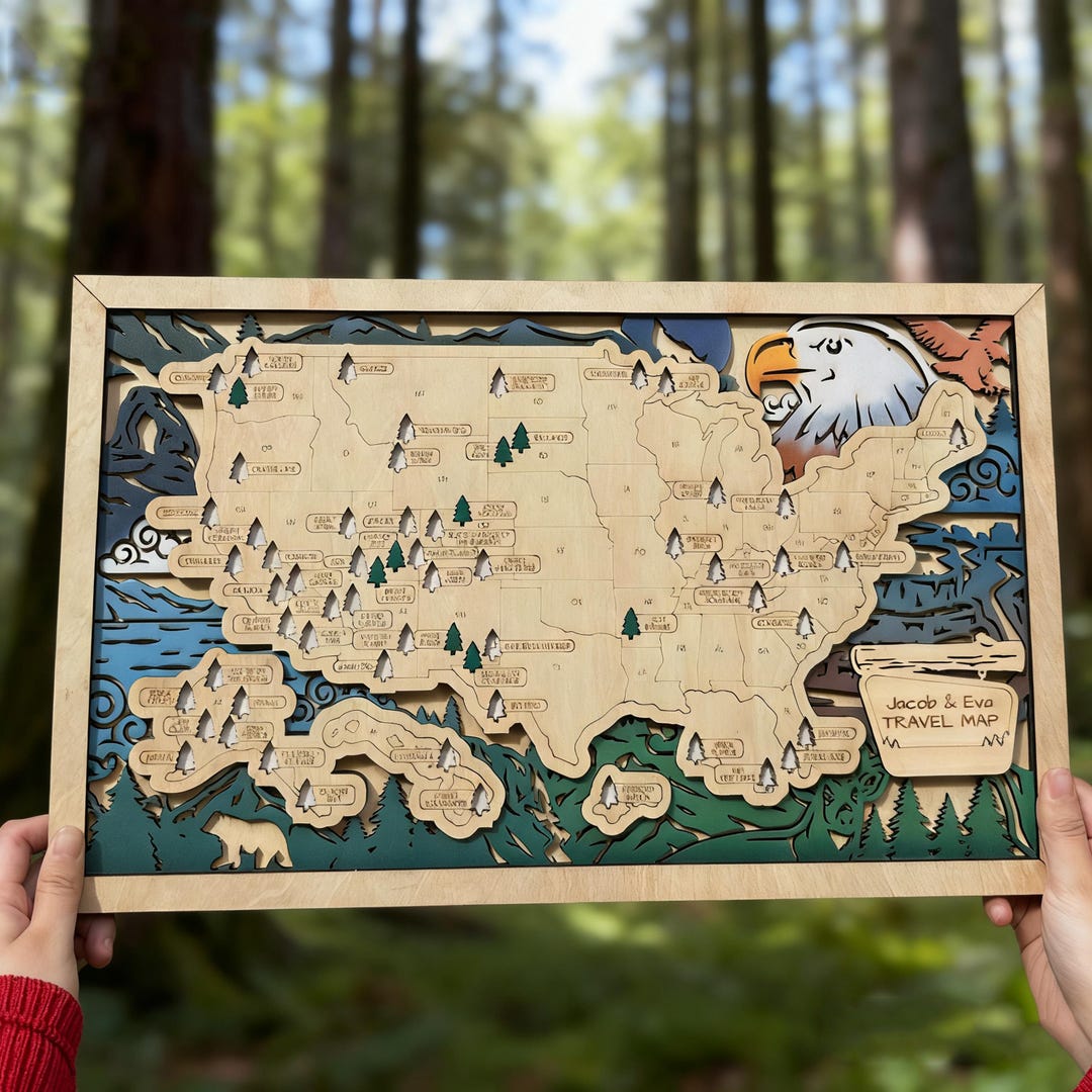 Custom Nation Map Custom USA National Parks Travel Map | Camper RV Gift | 5th Anniversary ...