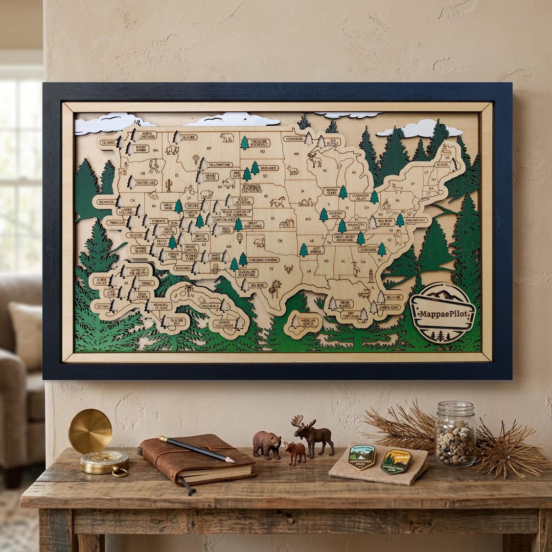 National Parks Map | 5th Anniversary Gift for Him, US Travel Map