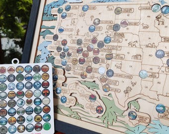 USA National Park Map Tracker - RV Camper Travel Map - US Travel Bucket List - National Parks Sign - Retirement Gift for Hiker, Gift for Dad