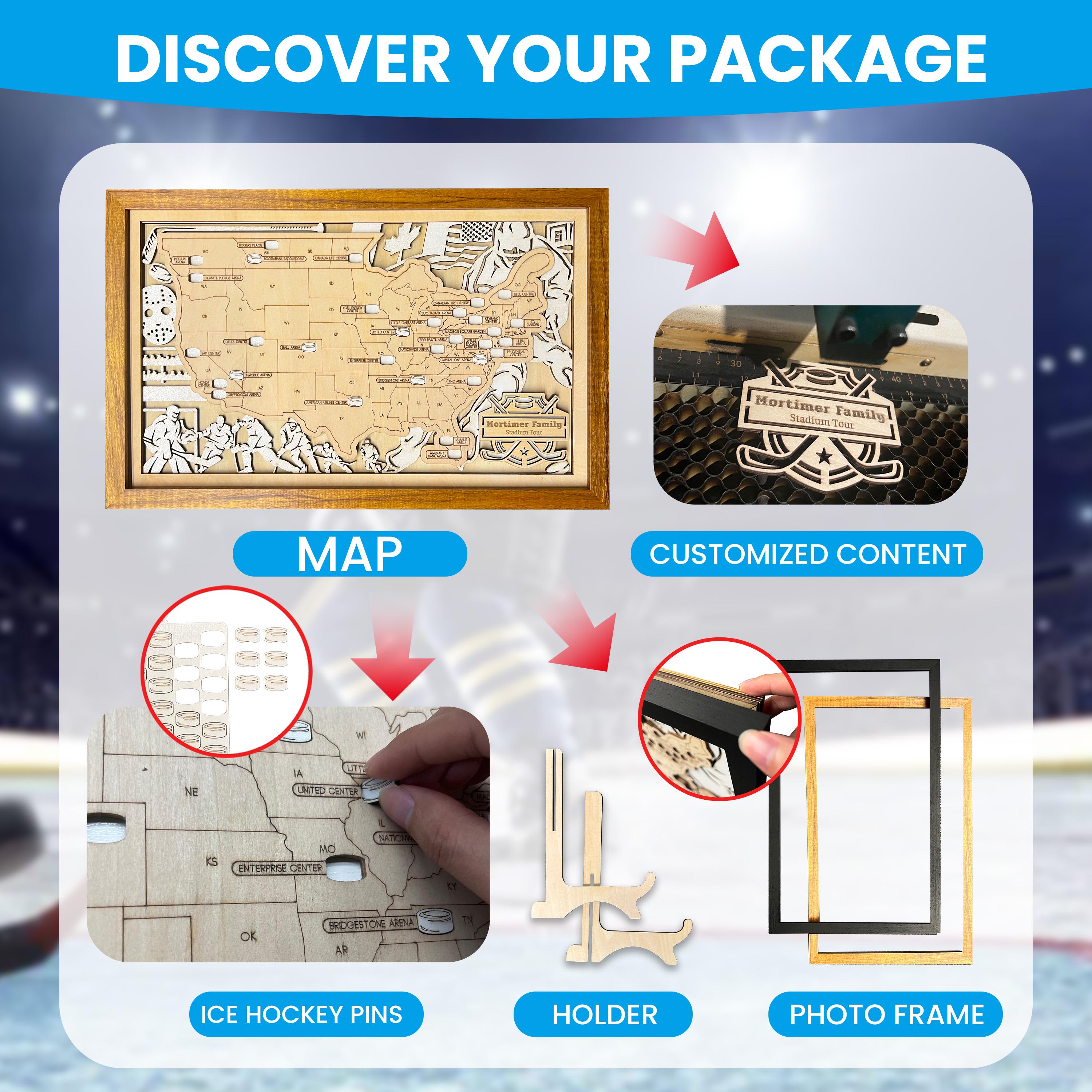 Custom Hockey Arena Map Tracker, NHL Stadium Map, Ice Hockey Arena Map ...