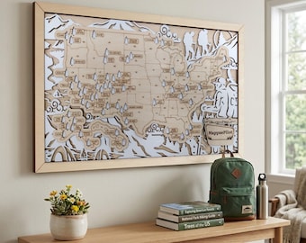 Mapa turístico de los Parques Nacionales, regalo para excursionistas, marcador de parques nacionales, mapa turístico de EE. UU., planificador de viajes familiares por carretera, regalo de aniversario, regalo hecho a mano