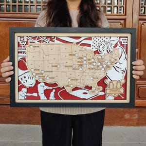 Baseball Stadium Map, MLB Stadium Map, Baseball Parks Map, Ballpark Travel Map, Man Cave Decor, Wooden Baseball Sign, 5th Anniversary Gift