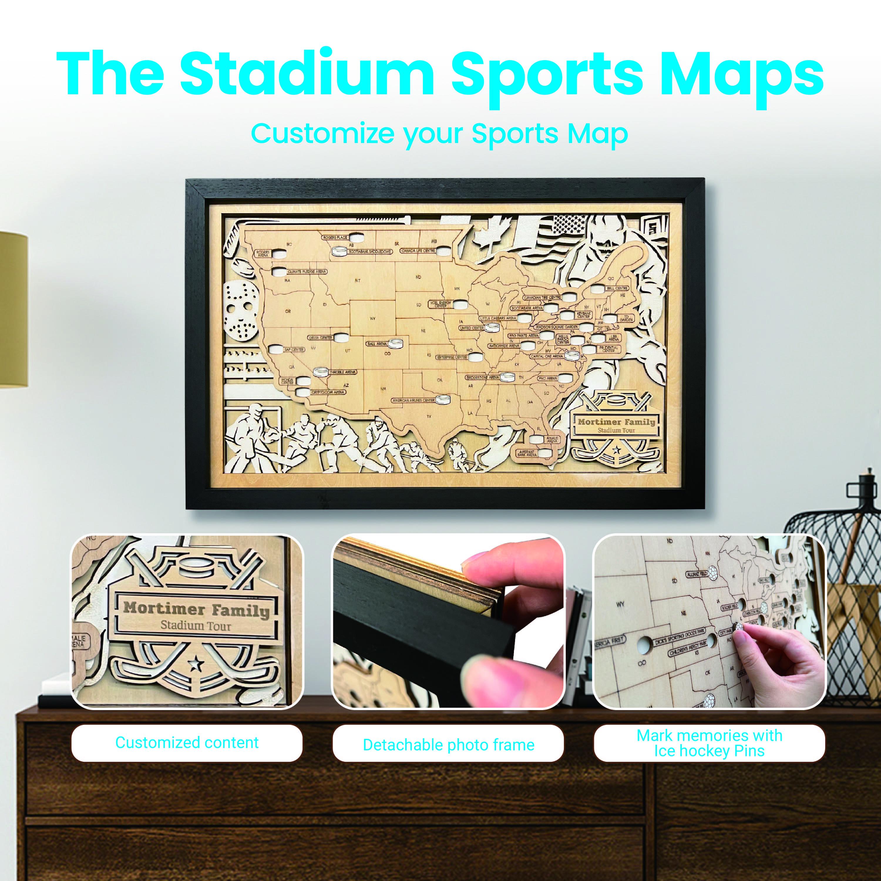 Custom Hockey Arena Map Tracker, NHL Stadium Map, Ice Hockey Arena Map ...
