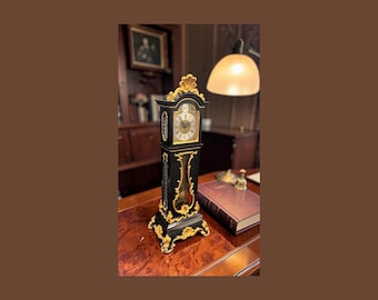 Vintage Schmid 8-day Miniature Grandfather Clock – Black & Gold