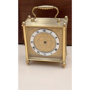 Vintage German Brass Alarm Desk Clock by Peter – 8 Day Mechanical – AS IS