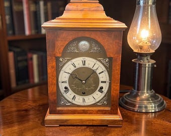 Elliott London Westminster Chime Mantel Clock – Burl Walnut Cabinet - Mechanical Movement