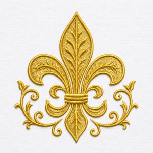 Gold Fleur De Lis Embroidery Design, Royal French Crest, Elegant Heraldic Motif (Digital File)