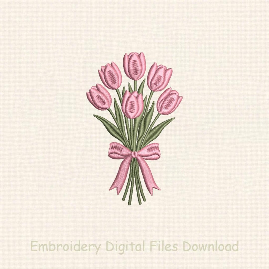 Pink Tulip Bouquet Embroidery Design (digital Download) – Floral Spring ...