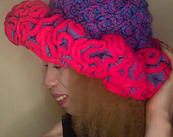 Handmade Crochet Ruffle Hat: Unicorn Colors, Reversible Brim (Crocheted)