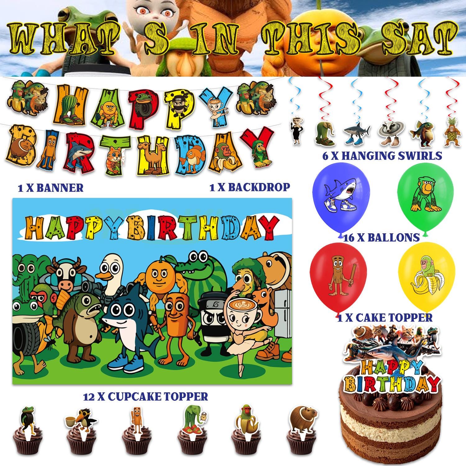Sesame Street Balloons Sesame Street Birthday Party Supplies Kit - Decorations Set With Banner, Backdrop, Balloons & Cake Toppers Sesame Street Birthday Party Decorations-899288