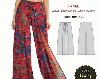 Patrón de costura para pantalones palazzo Irma Wrap (PDF gratuito) / Patrones de vestidos / Vestidos casuales / Vestidos de fiesta