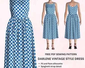 Patrón de costura para vestido estilo vintage Darlene / Patrones de vestidos / Vestidos casuales / Vestidos de fiesta